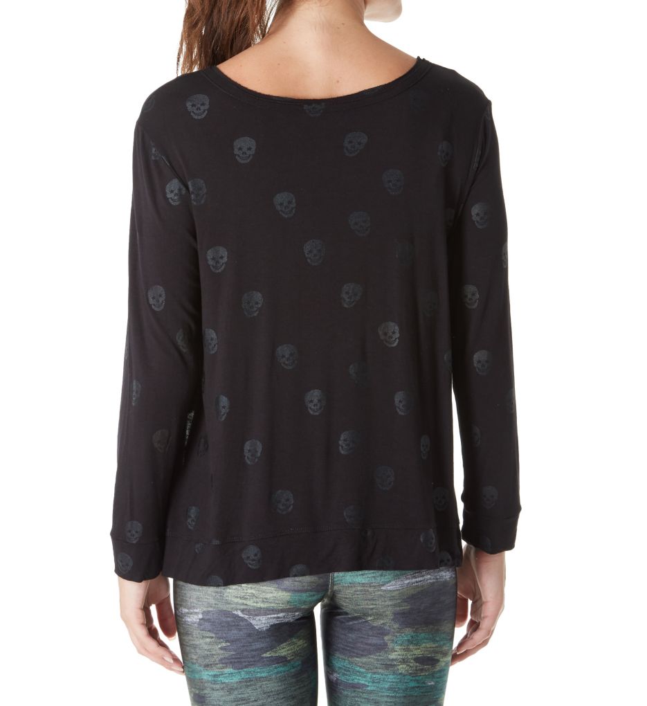 Foil Printed Open Side Long Sleeve Top-bs