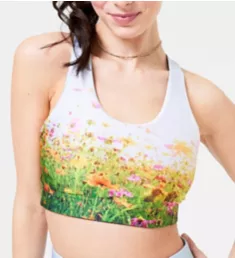 Hi-Shine Medium Impact Racerback Sports Bra Wildflowers M