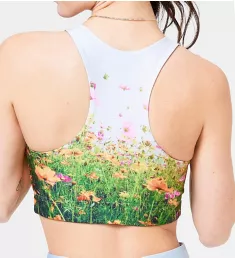 Hi-Shine Medium Impact Racerback Sports Bra Wildflowers M