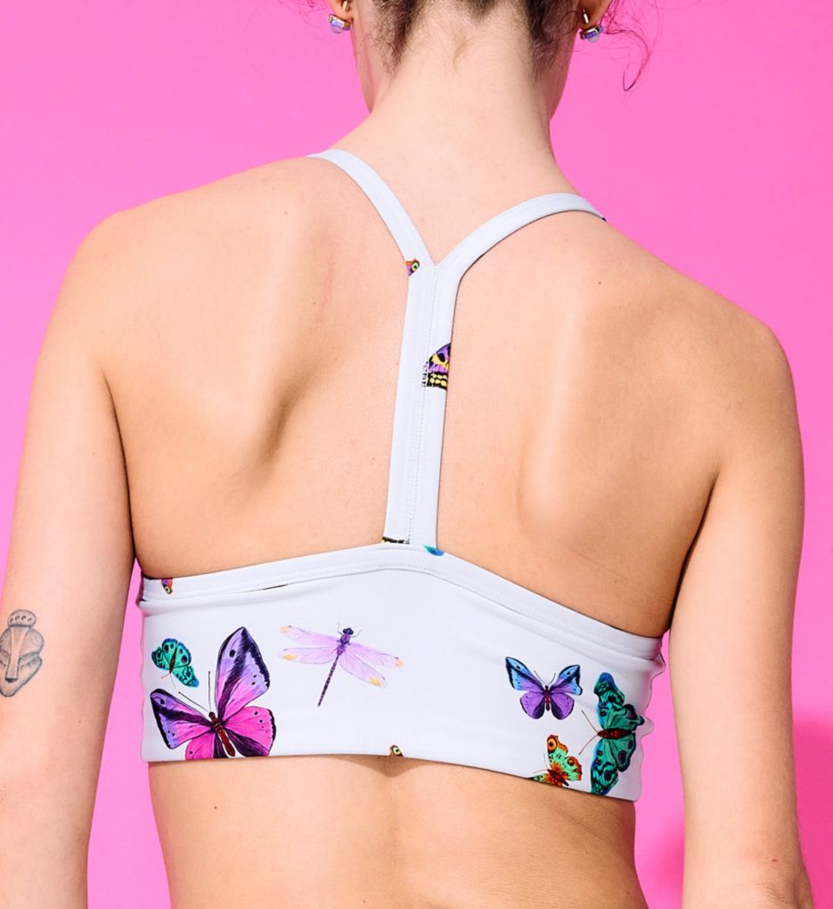 DuoKnit Y-Back Bralette in Cool Gray Neon Butterflies –
