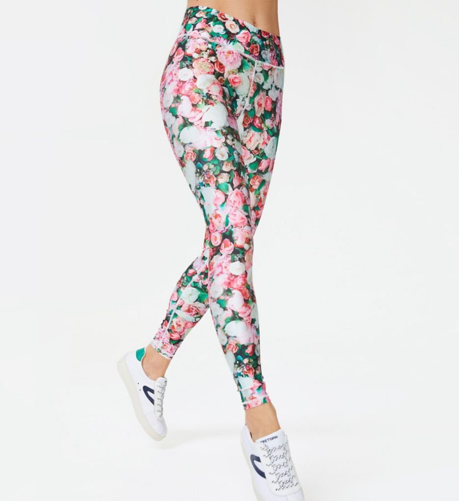 Printed High Waist Band Compression Legging Pink Floral XL by Terez