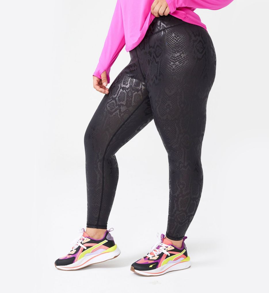 Plus Size Foil Printed High Band Legging-gs