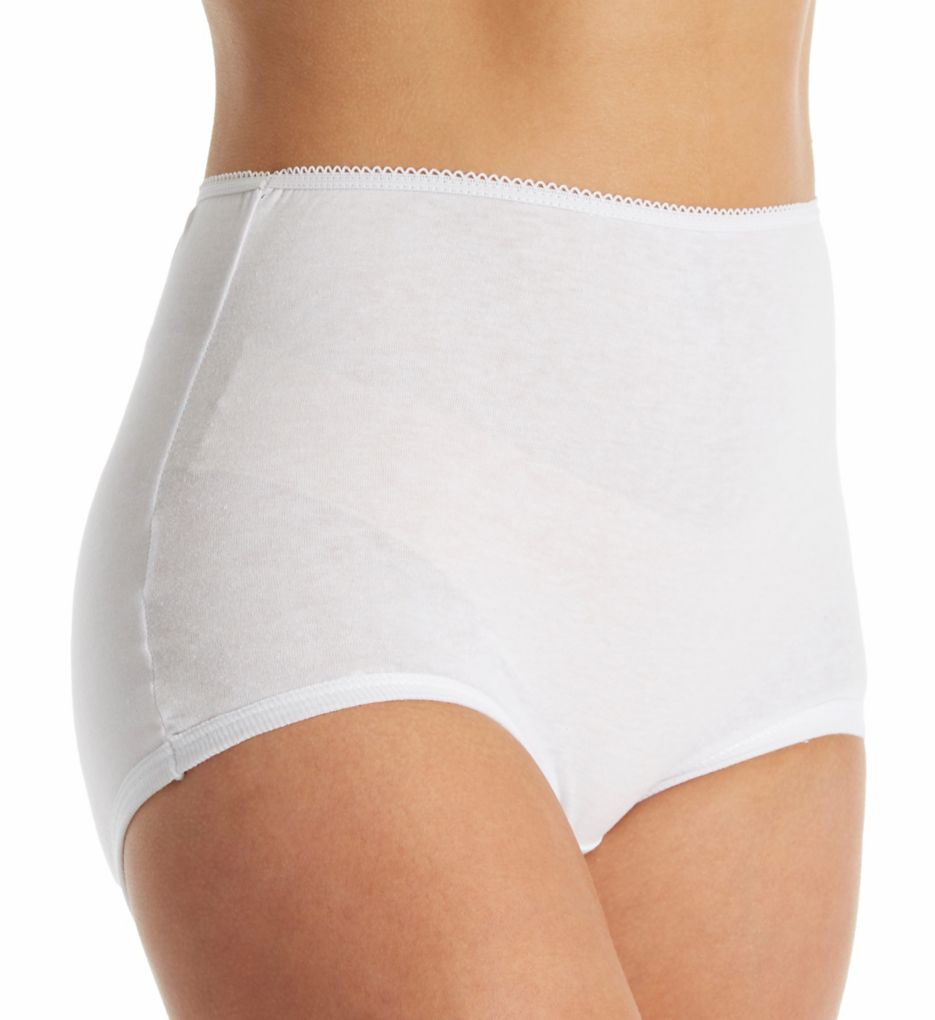 Women's Classic, Nylon, Full Coverage Brief Panty by Teri Lingerie White 4  Pack 