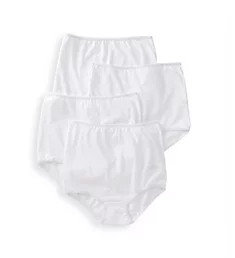 Cotton Full Cut Brief Panties - 4 Pack White 5