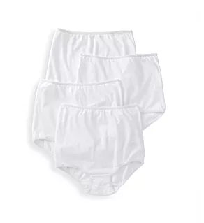Cotton Full Cut Brief Panties - 4 Pack White 5
