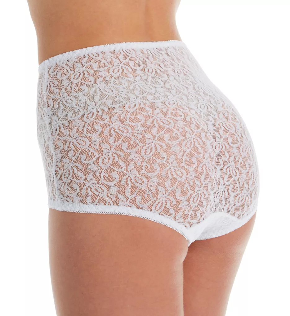 Basic Lace Full Cut Brief Panties - 3 Pack White 5-7