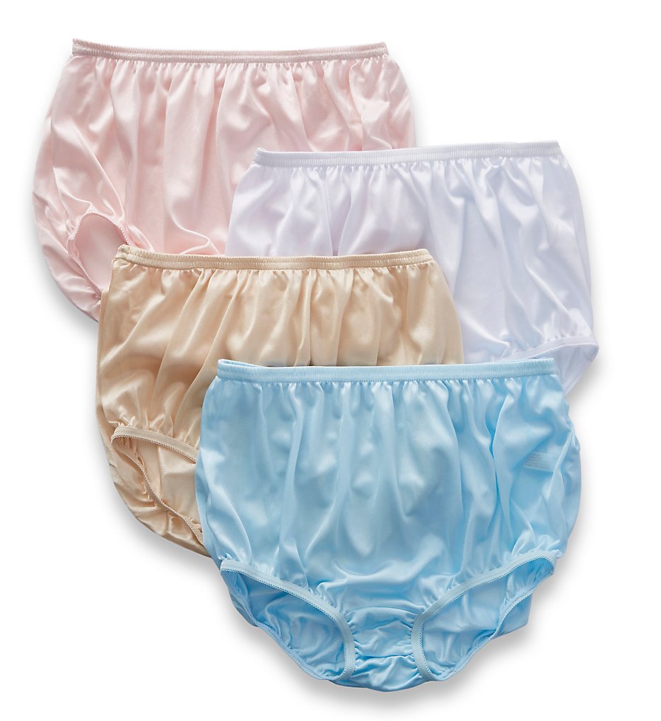 Full Cut Nylon Brief Panty - 4 Pack Assorted 9
