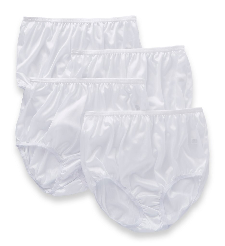 Teri : Teri 331 Full Cut Nylon Brief Panty - 4 Pack (White 9)