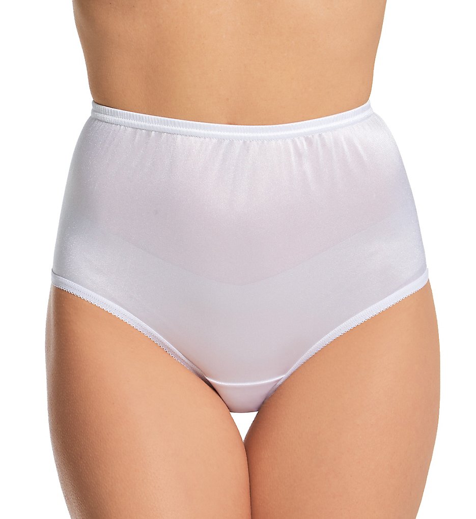 Women's Classic, Nylon, Full Coverage Brief Panty by Teri Lingerie White 4  Pack 
