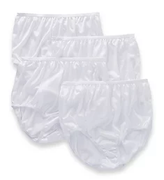 Plus Full Cut Nylon Brief Panty - 4 Pack White 10