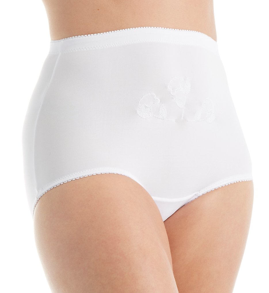 Teri >> Teri 385 Rose Brief With Embroidered Pattern Panty (White 9)