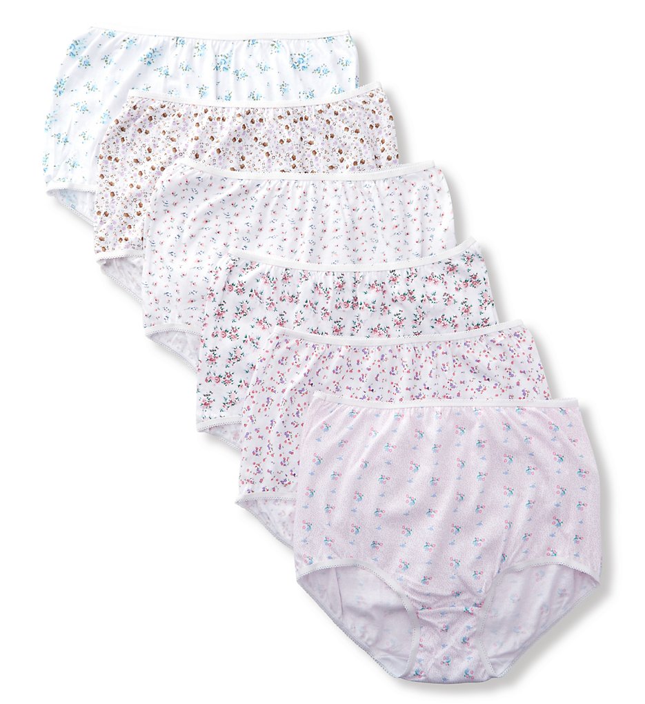 Teri >> Teri 822A Roses Are Red Cotton Brief Panty - 6 Pack (Roses Are Red 9)