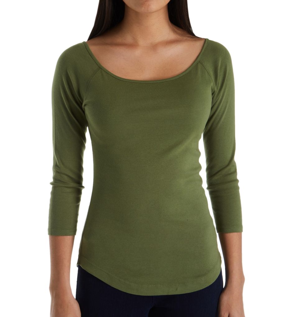 Heritage Knit 3/4 Sleeve Ballet Top w/ Curved Hem-fs