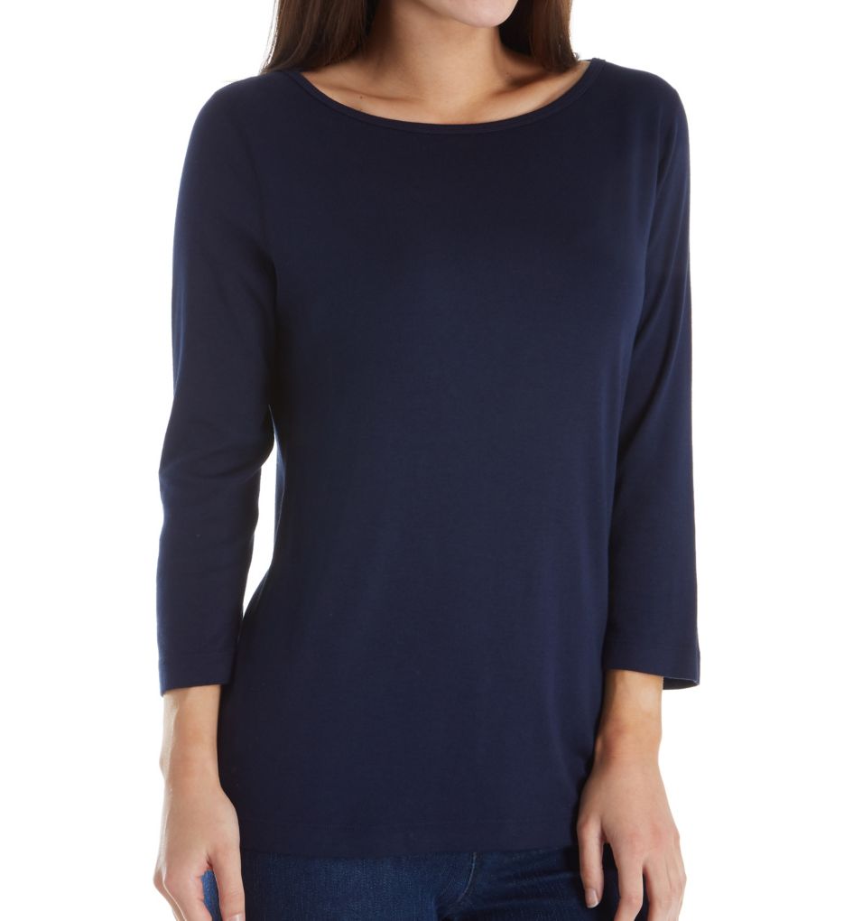 Three Dots Ez Fit British 3 4 Sleeve Tee Aj4600 Three Dots T Shirts Tops