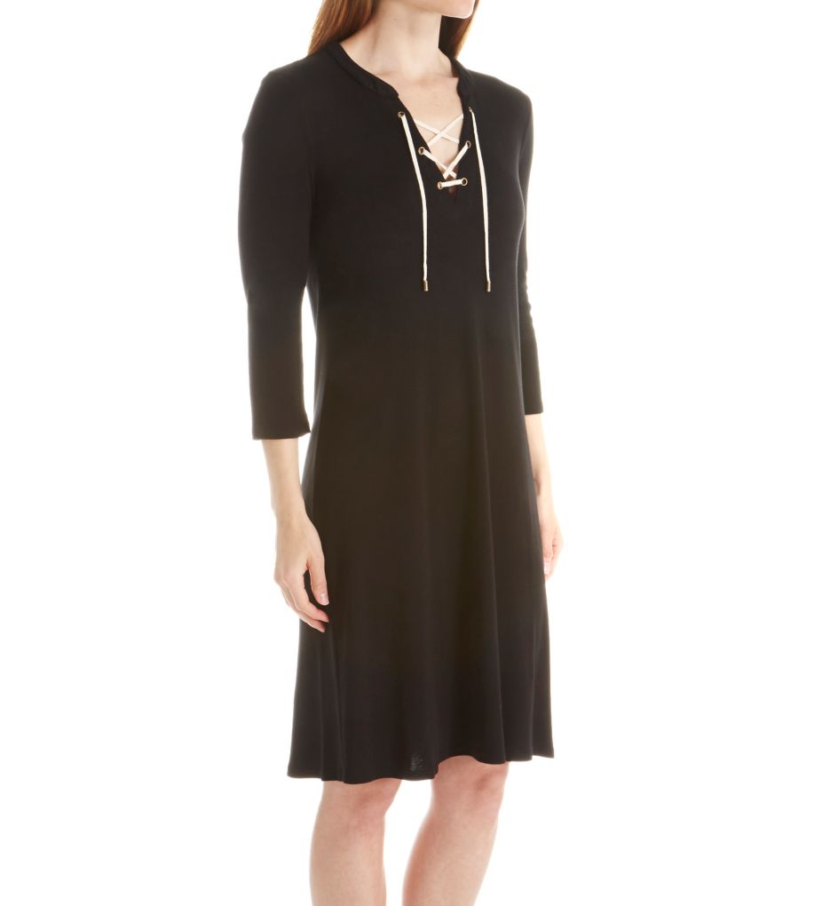 1x1 Cotton Modal Lace Up Dress-acs