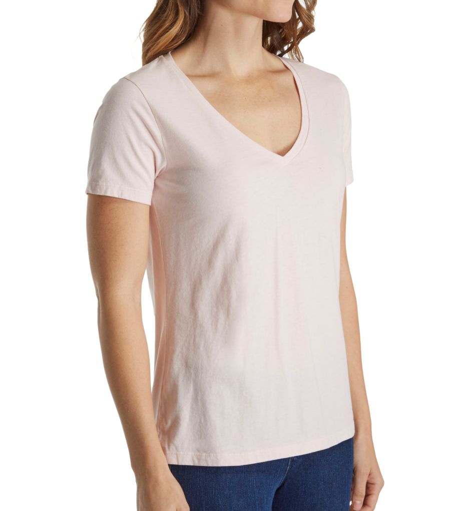 Sanded Jersey Cotton Short Sleeve V-Neck Tee-acs