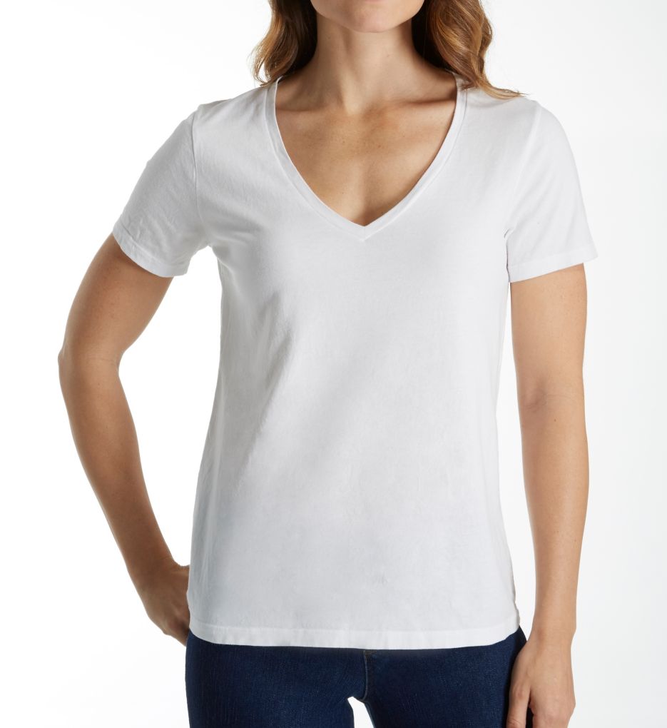 Sanded Jersey Cotton Short Sleeve V-Neck Tee-fs