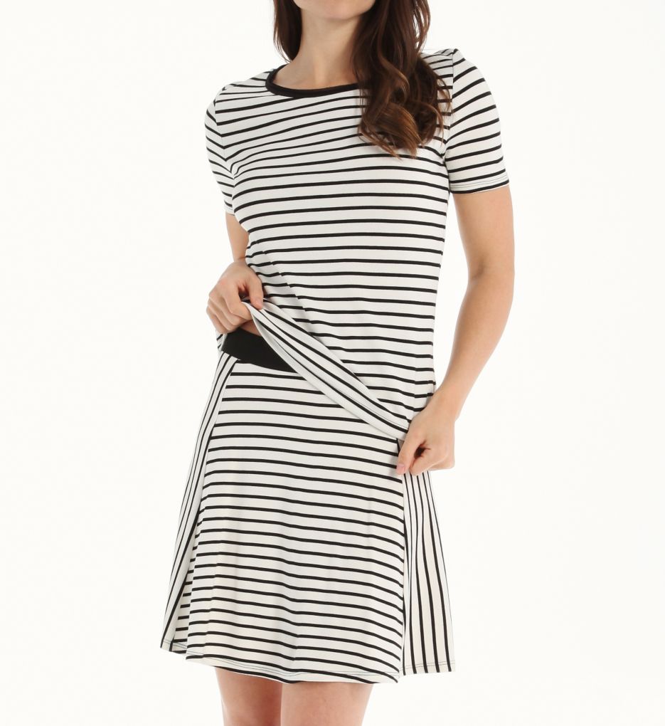 Nautical Ponte Stripe Flared Skirt-cs1