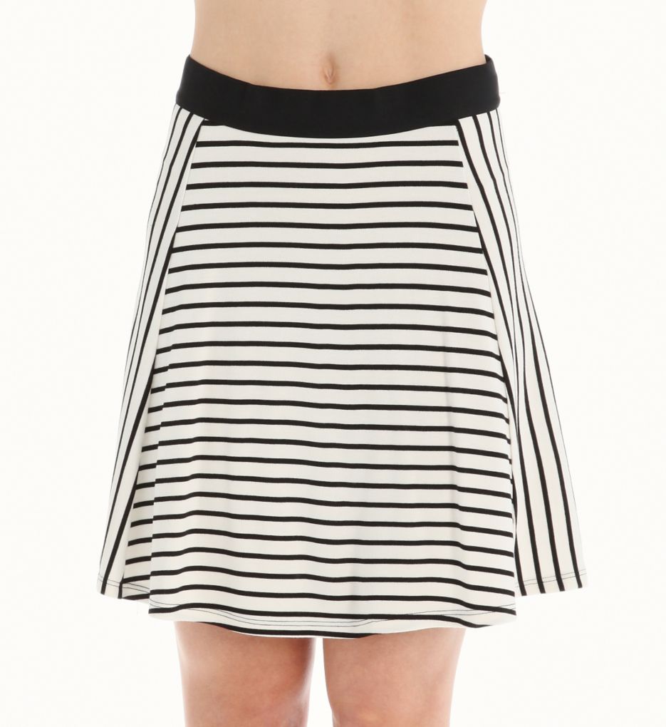 Nautical Ponte Stripe Flared Skirt-fs