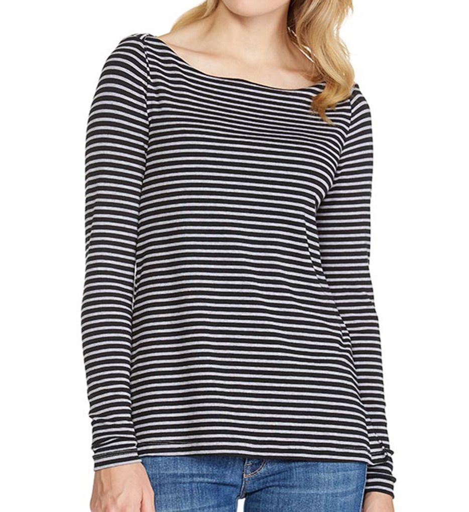 Classic Stripe Long Sleeve Boat Neck Tee-acs