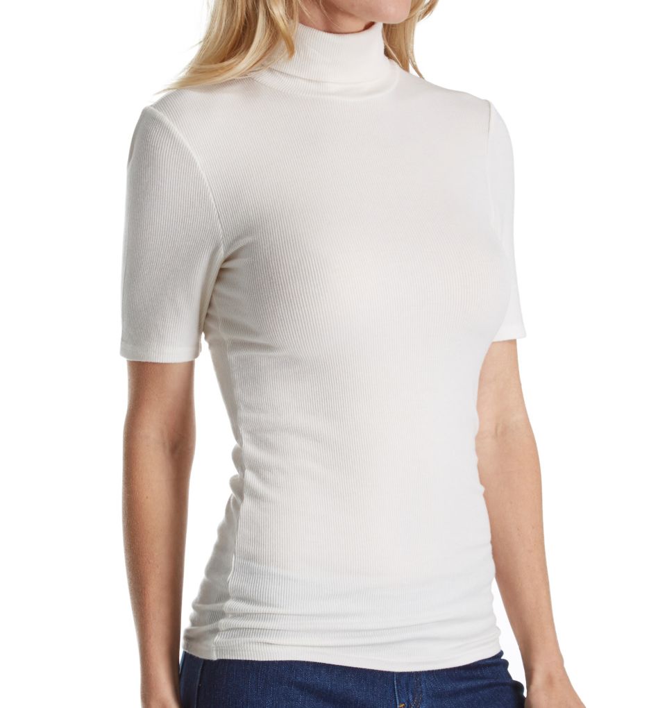 2X1 Viscose Short Sleeve Turtleneck Tee-acs