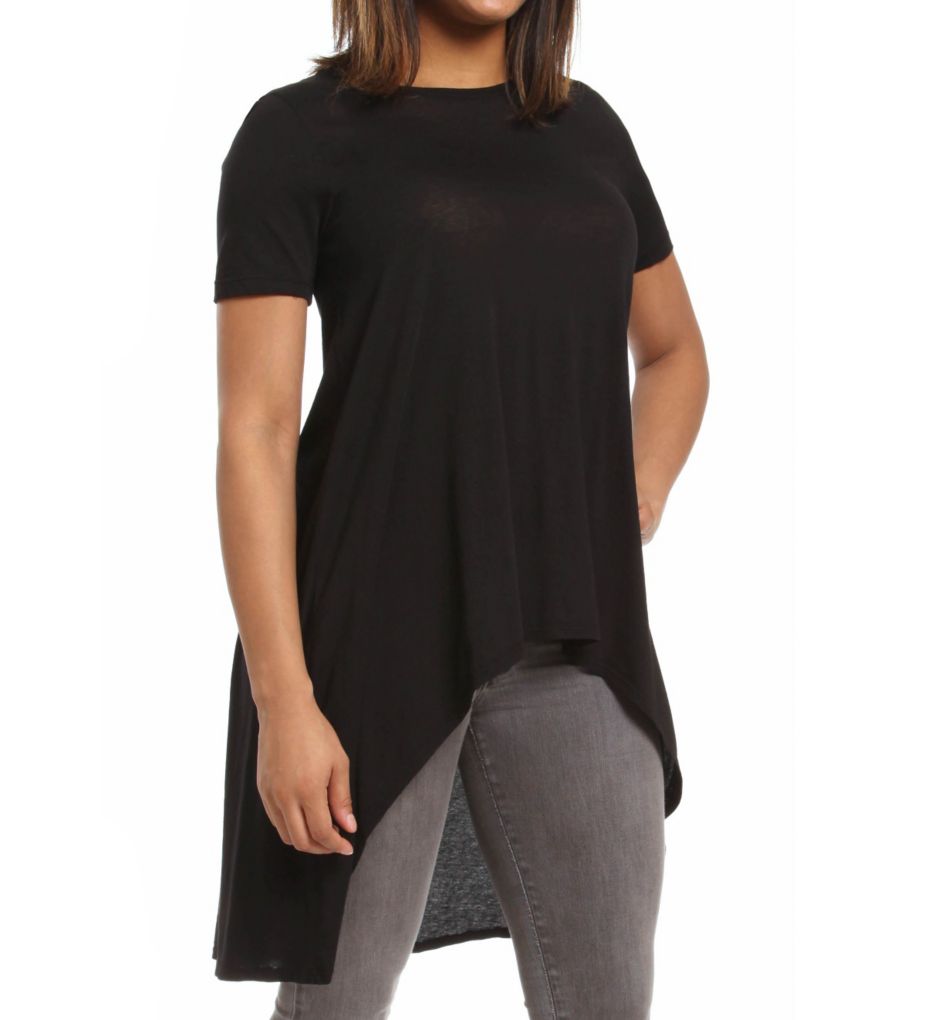 Jersey Colette Short Sleeve Scoop High Low Top-acs