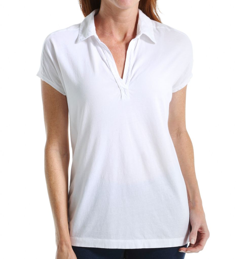 Jersey Colette Susan Cap Sleeve Polo Tee-fs