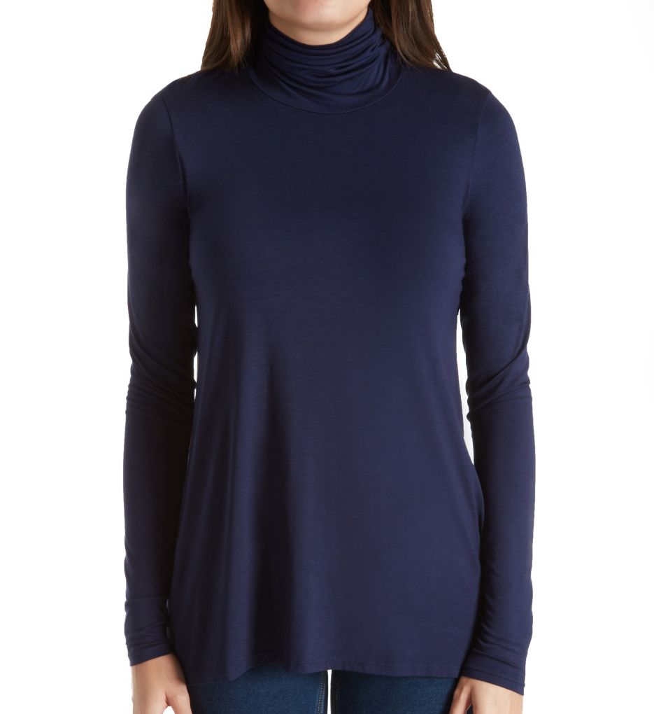 Refined Jersey Long Sleeve High Low Turtleneck-fs