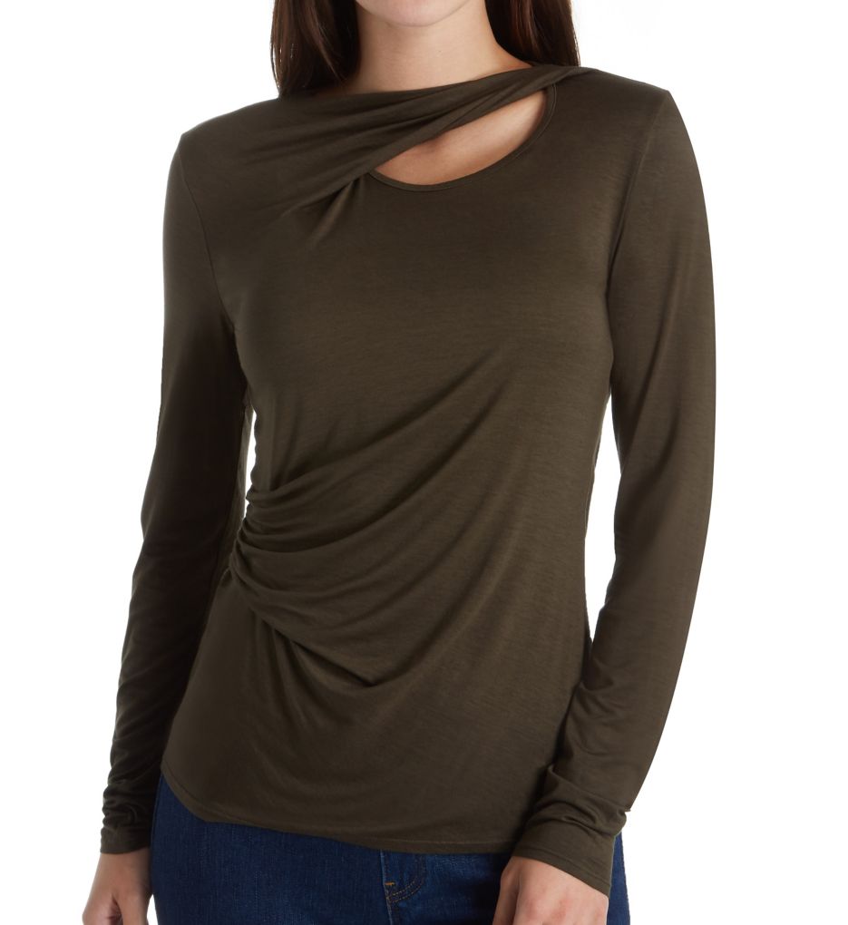 Refined Jersey Pleated Long Sleeve Top-fs