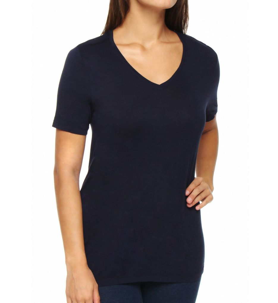 Viscose Rouvelle Short Sleeve V-Neck Tee-acs