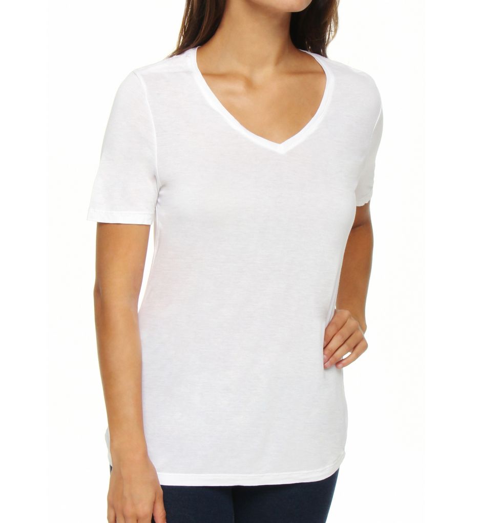 Viscose Rouvelle Short Sleeve V-Neck Tee-acs