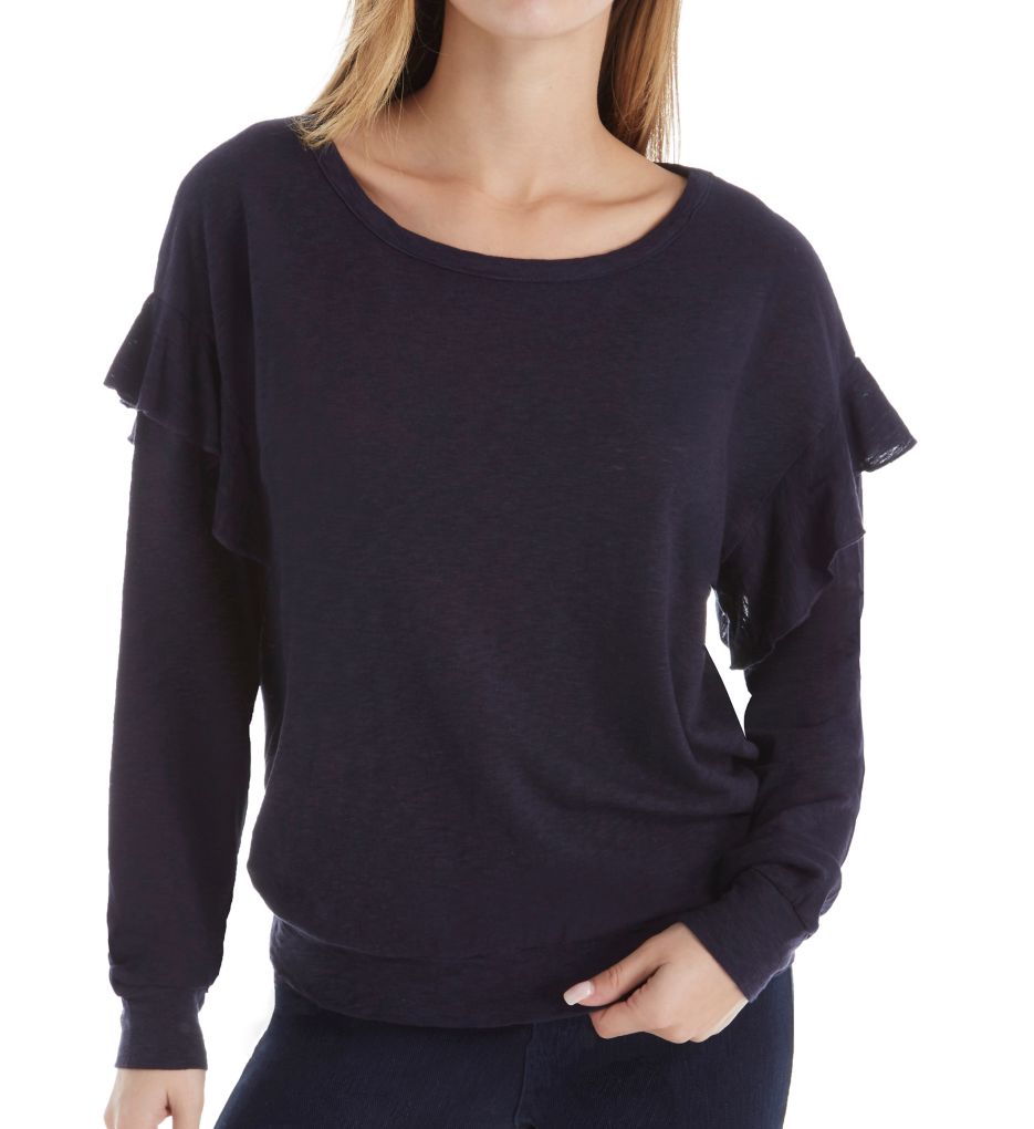 Eco Knit Long Sleeve Top with Ruffle-acs