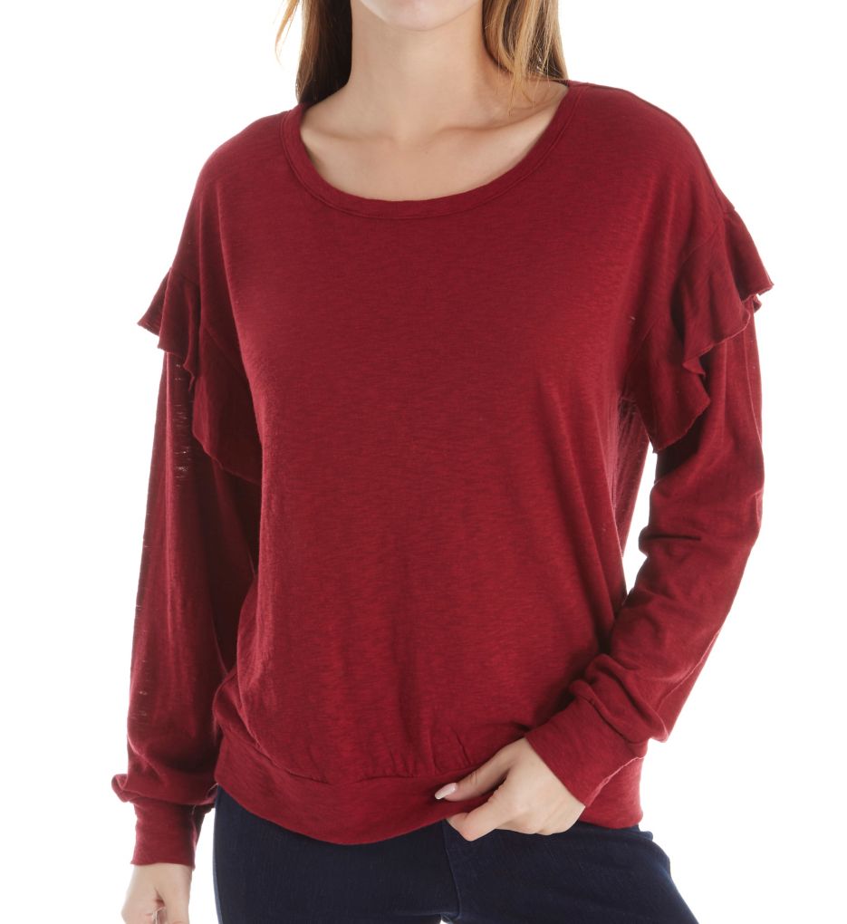 Eco Knit Long Sleeve Top with Ruffle-fs