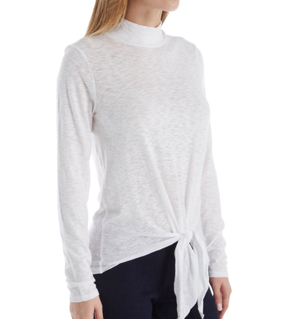 Eco Knit Mock Neck Tee with Tie Front-acs