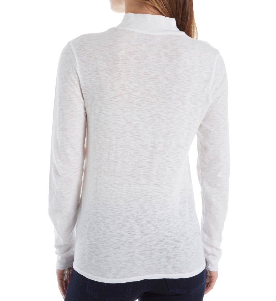 Eco Knit Mock Neck Tee with Tie Front-bs