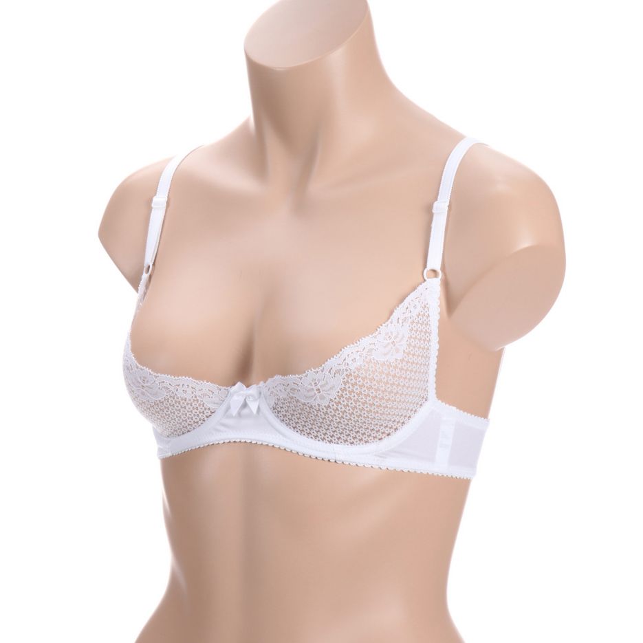 Timpa Duet Lace Underwire Demi Bra - 16449 (32C, White) at  Women's  Clothing store