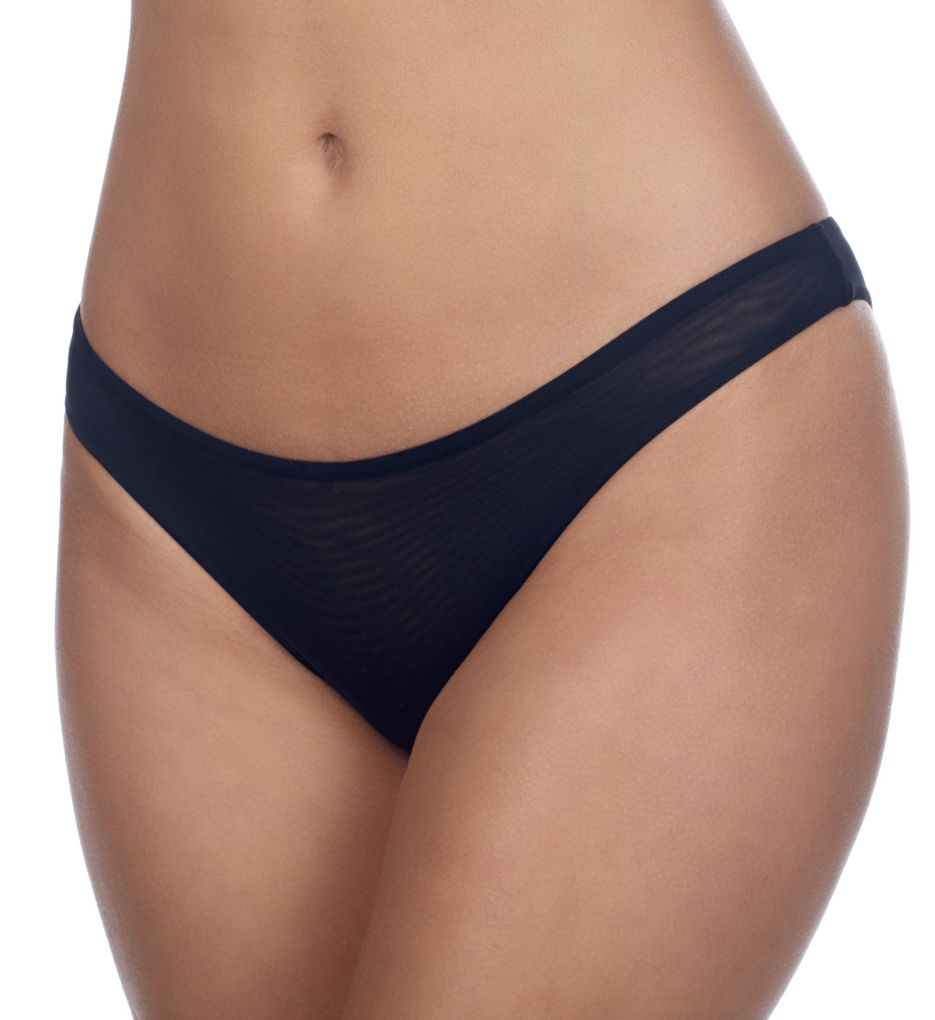 Timpa Women's Mesh Low Cut Thong Panty in Black | Size Large | HerRoom.com