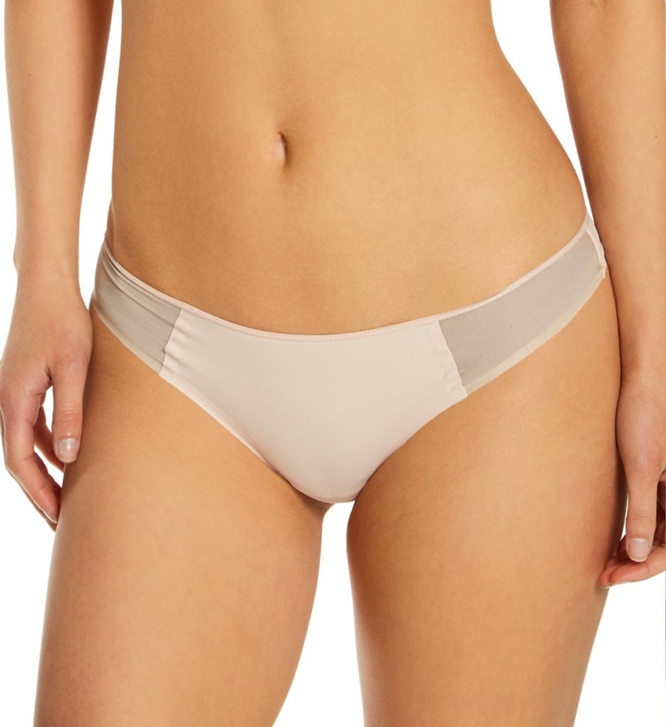 Timpa Women's Camille Mesh Thong Panty in Beige | Size Small | HerRoom.com