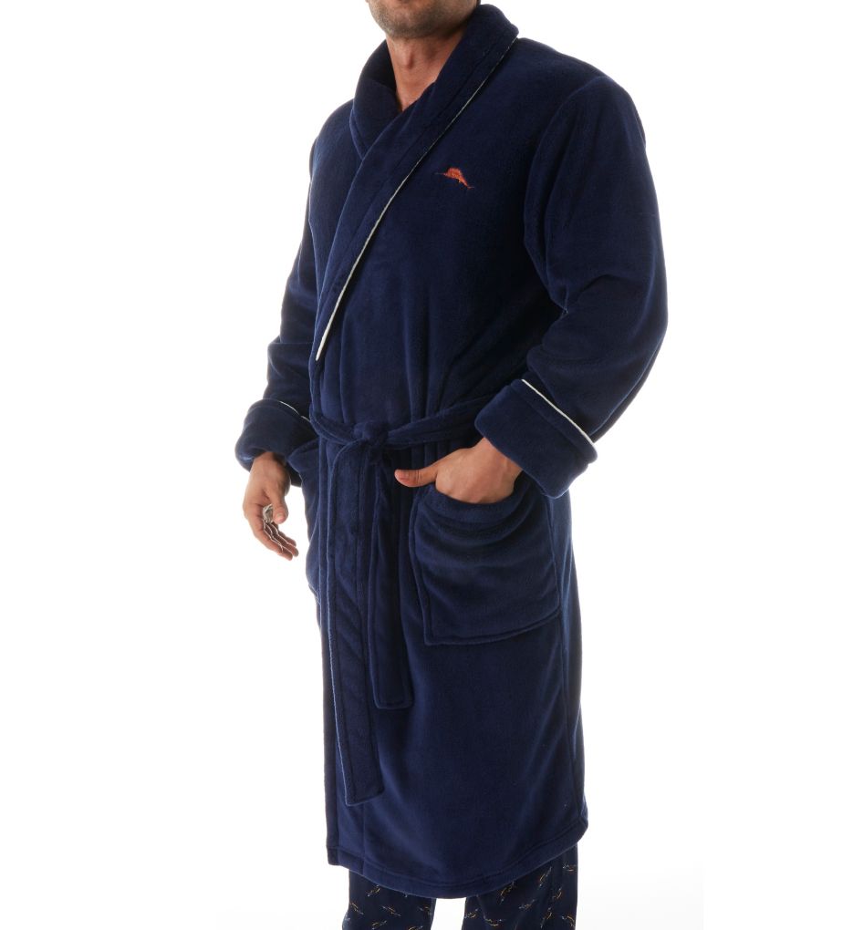 Swing Shift Back Embroidered Panel Plush Robe