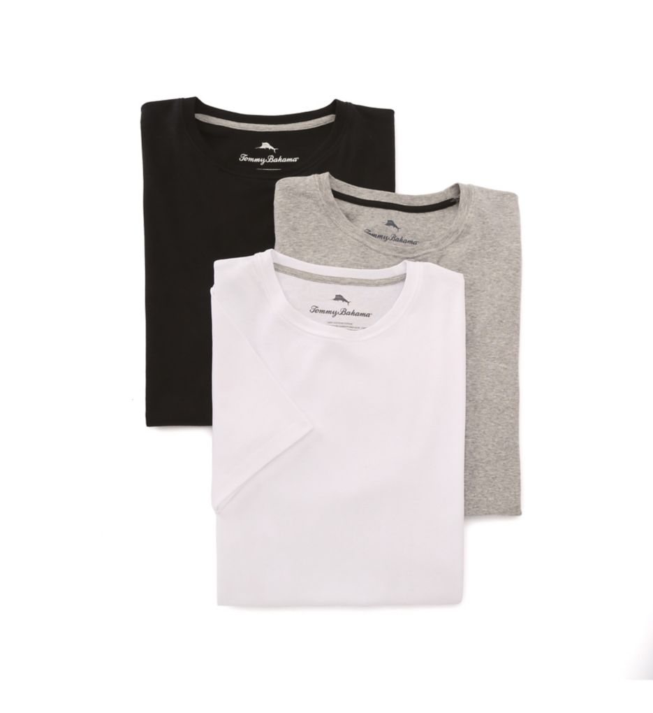 100% Cotton Ribbed Crew Neck T-Shirts - 3 Pack-cs2