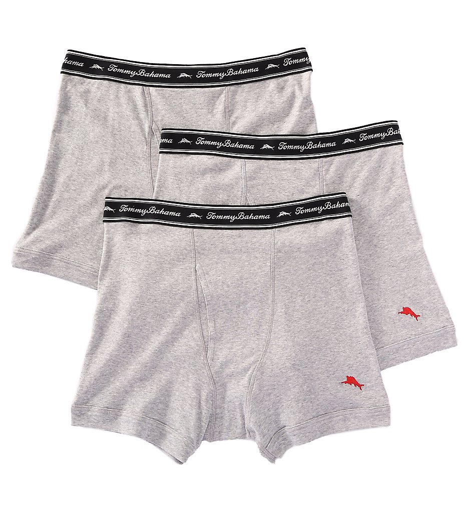 Tommy Bahama 2171045 100% Cotton Ribbed Boxer Briefs - 3 Pack (Heather Gray)