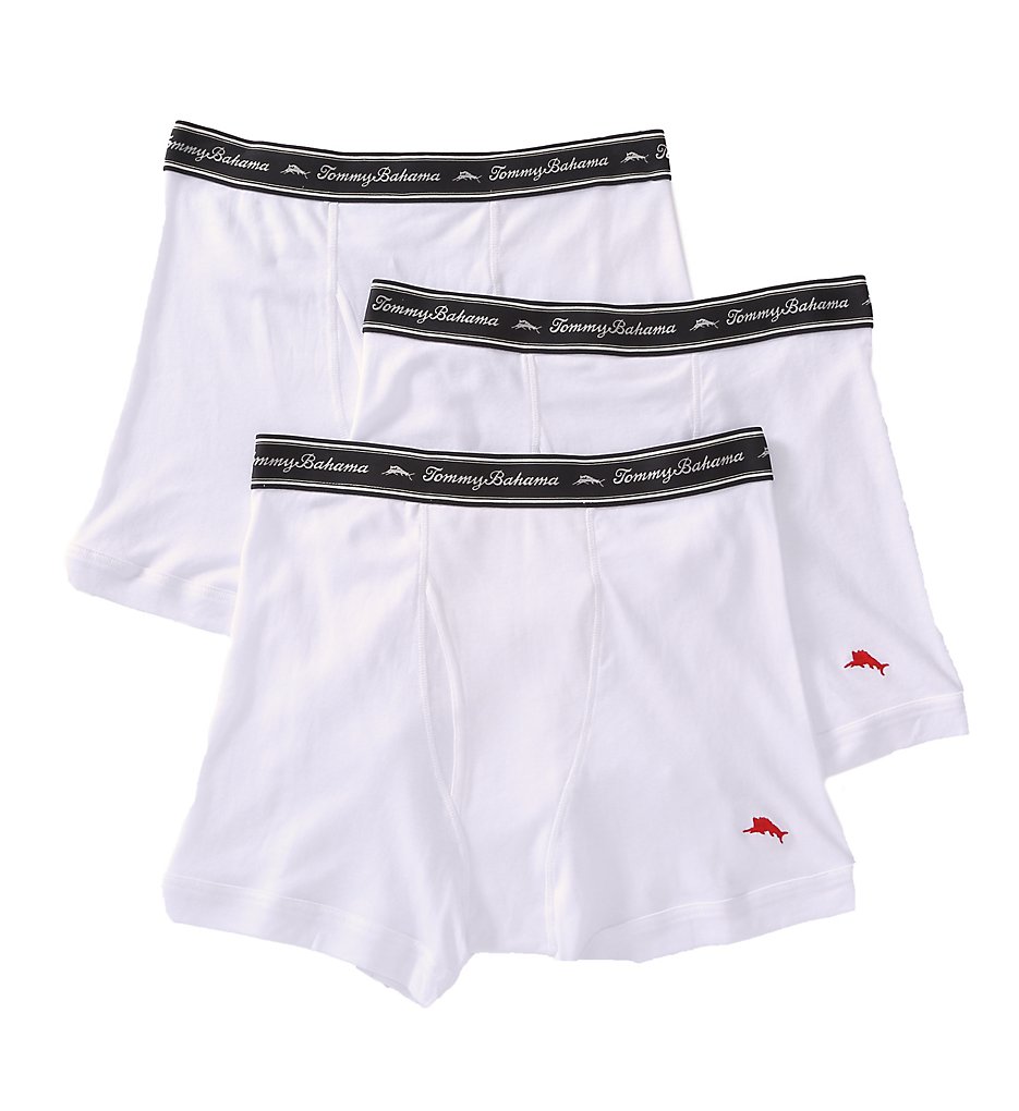 Tommy Bahama 2171045 100% Cotton Ribbed Boxer Briefs - 3 Pack (White)