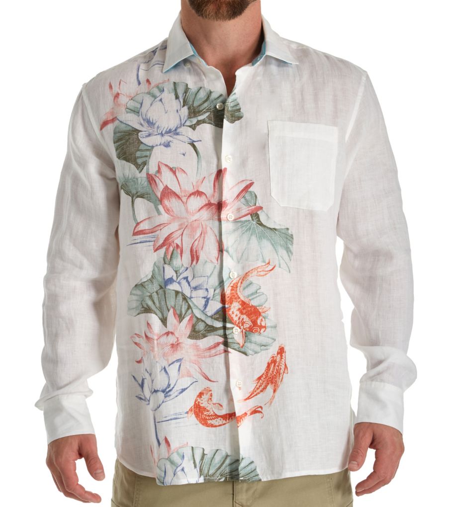 Koi West Linen Long Sleeve Camp Shirt-fs