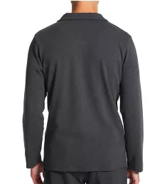 Texture Knit 1/4 Henley Long Sleeve Shirt Heather Grey M