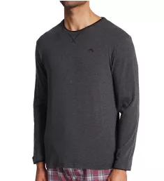 Cotton Modal Long Sleeve Knit Jersey T-Shirt Heather Charcoal M