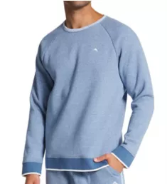 Sherpa Back Long Sleeve Knit Shirt Heather Blue 2XL