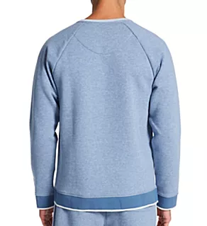 Sherpa Back Long Sleeve Knit Shirt Heather Blue 2XL