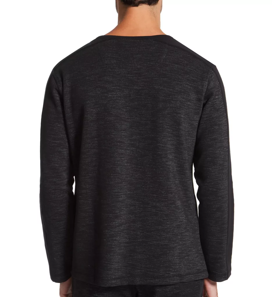 French Terry Long Sleeve Crew Neck T-Shirt Black M