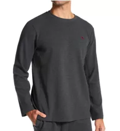 Texture Knit Long Sleeve Crew T-Shirt Heather Grey M