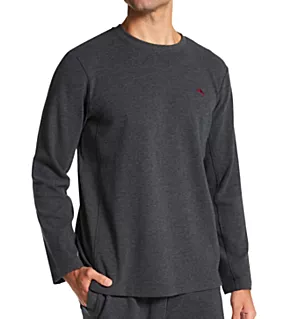 Texture Knit Long Sleeve Crew T-Shirt Heather Grey XL